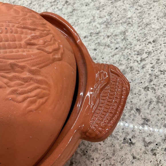 VINTAGE BOSTON WAREHOUSE TERRA COTTA DOUBLE HANDLE DUTCH OVEN BAKING DISH W/LID - Picture 4 of 10